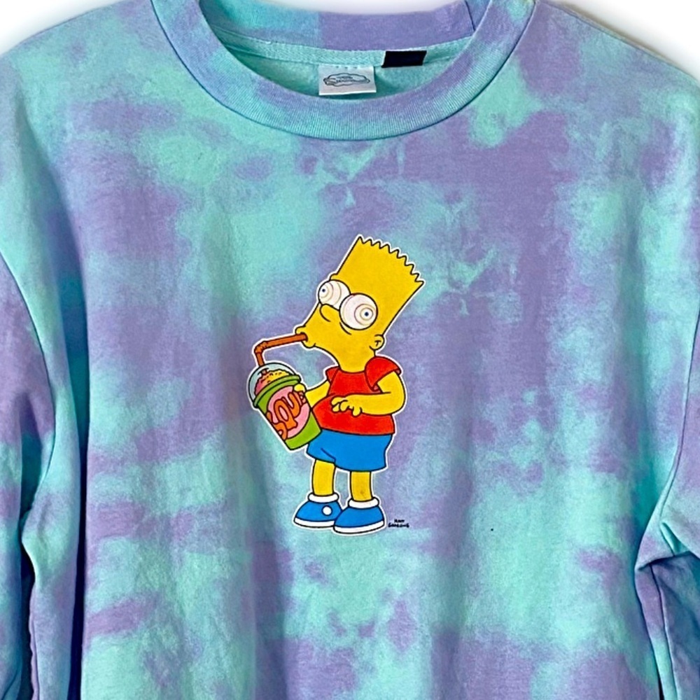 MAD Engine x The Simpsons Bart Pastel Tie-Dye Crewneck Sweatshirt M 90’s Sweater - Picture 2 of 6